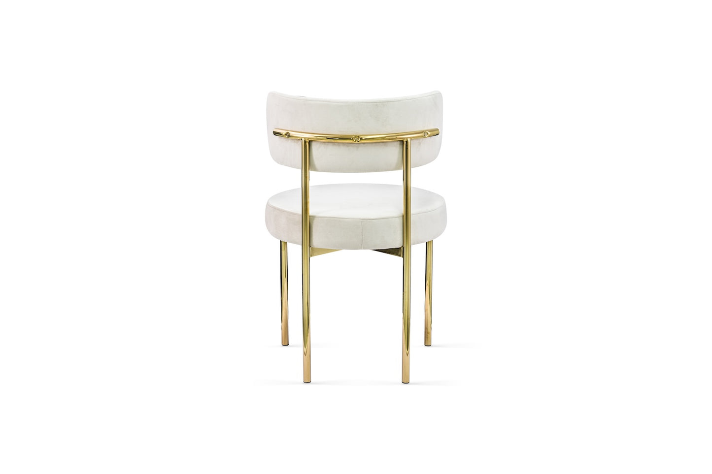 Polsterstuhl Lyon in beige mit goldenen Beinen und Ansicht von hinten