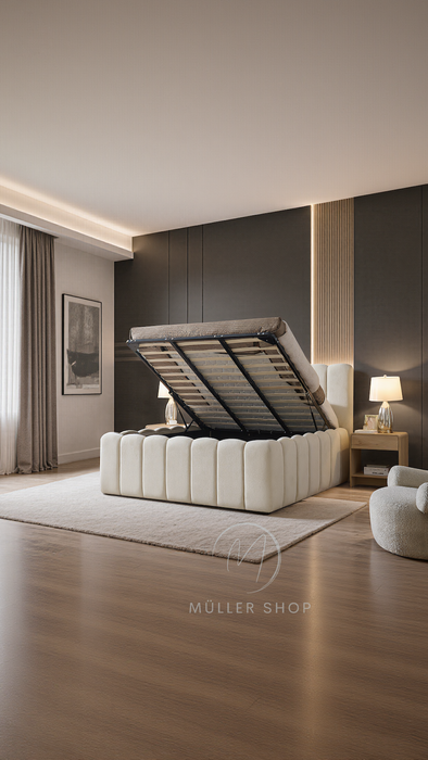 Cloudy Bett, 180x200cm, Teddystoff Beige