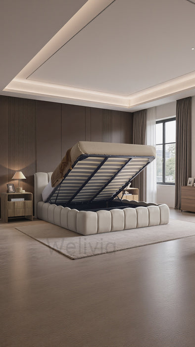 Cloud Bett, 180x200cm, Samt Beige