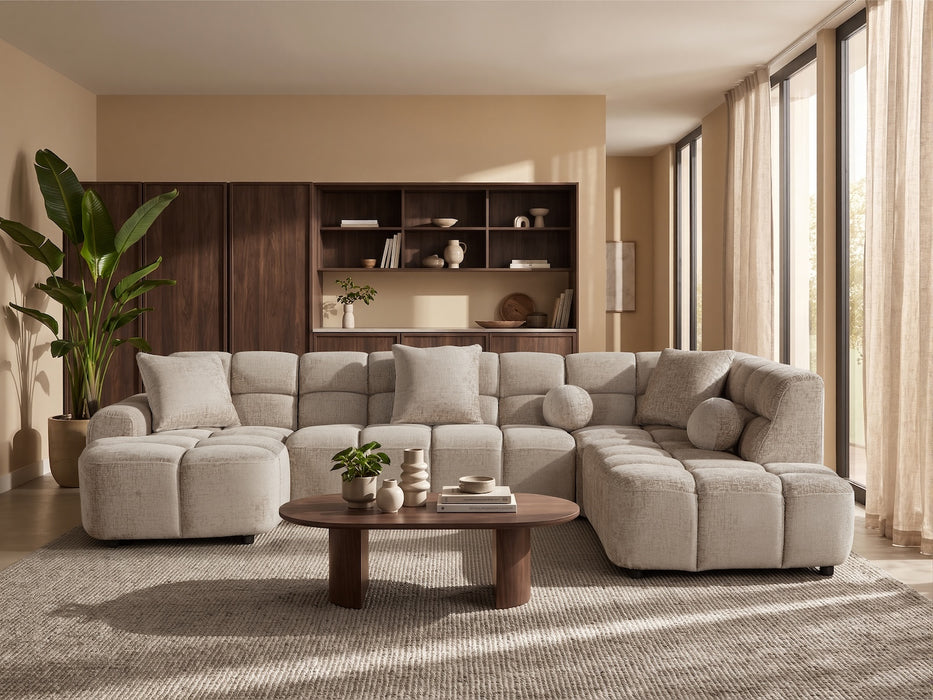 Bubble U-Sofa Taupe, 170x340x244 cm, Chenille Teddy