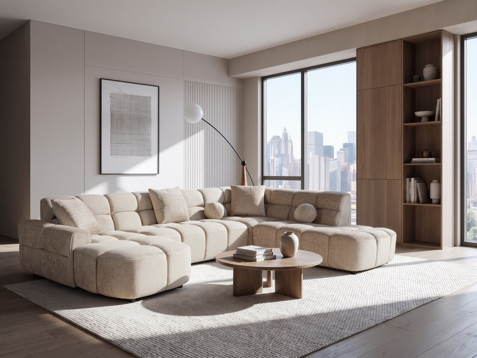 Bubble U-Sofa Taupe, 170x340x244 cm, Chenille Teddy