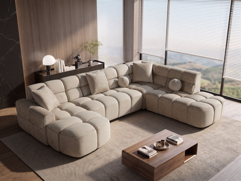 Bubble U-Sofa Taupe, 170x340x244 cm, Chenille Teddy