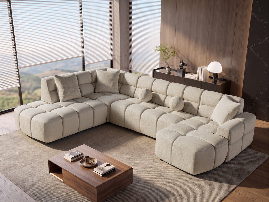 Bubble U-Sofa Beige, 170x340x240 cm, Chenille Teddy