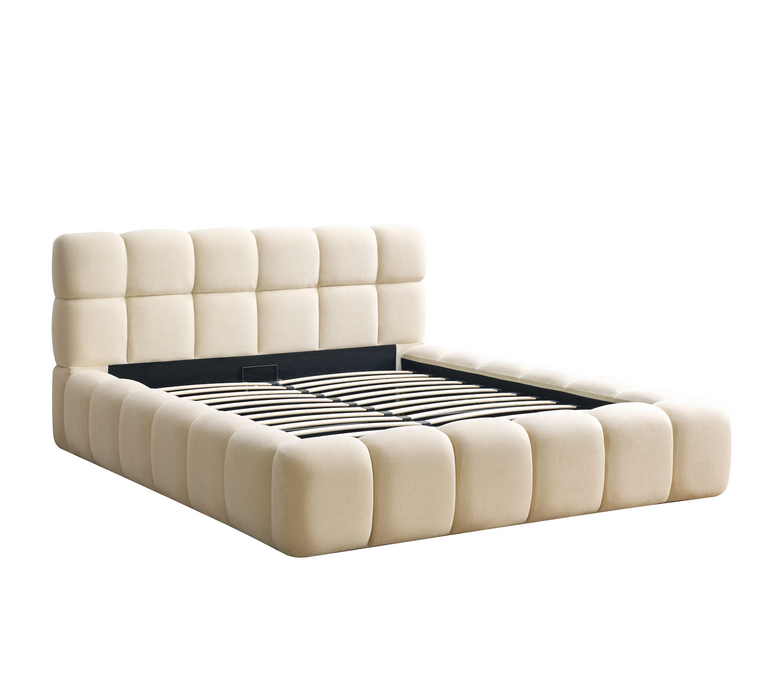 Bubble Bett, 160x200cm, Teddystoff in Beige oder Grau
