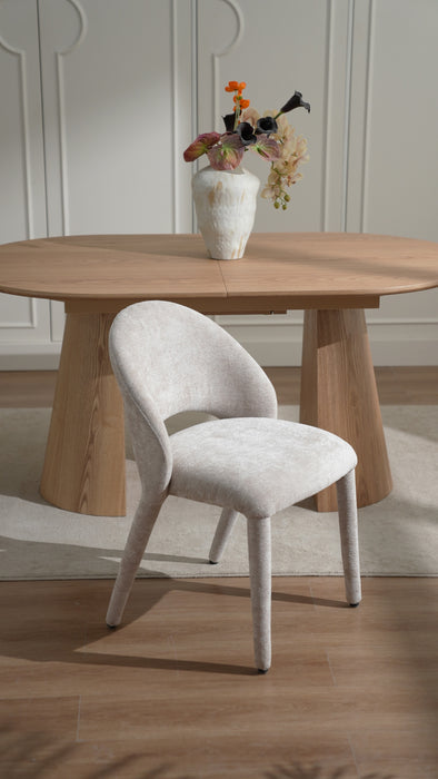 2er Set, Bolan Stuhl, Teddystoff, Taupe