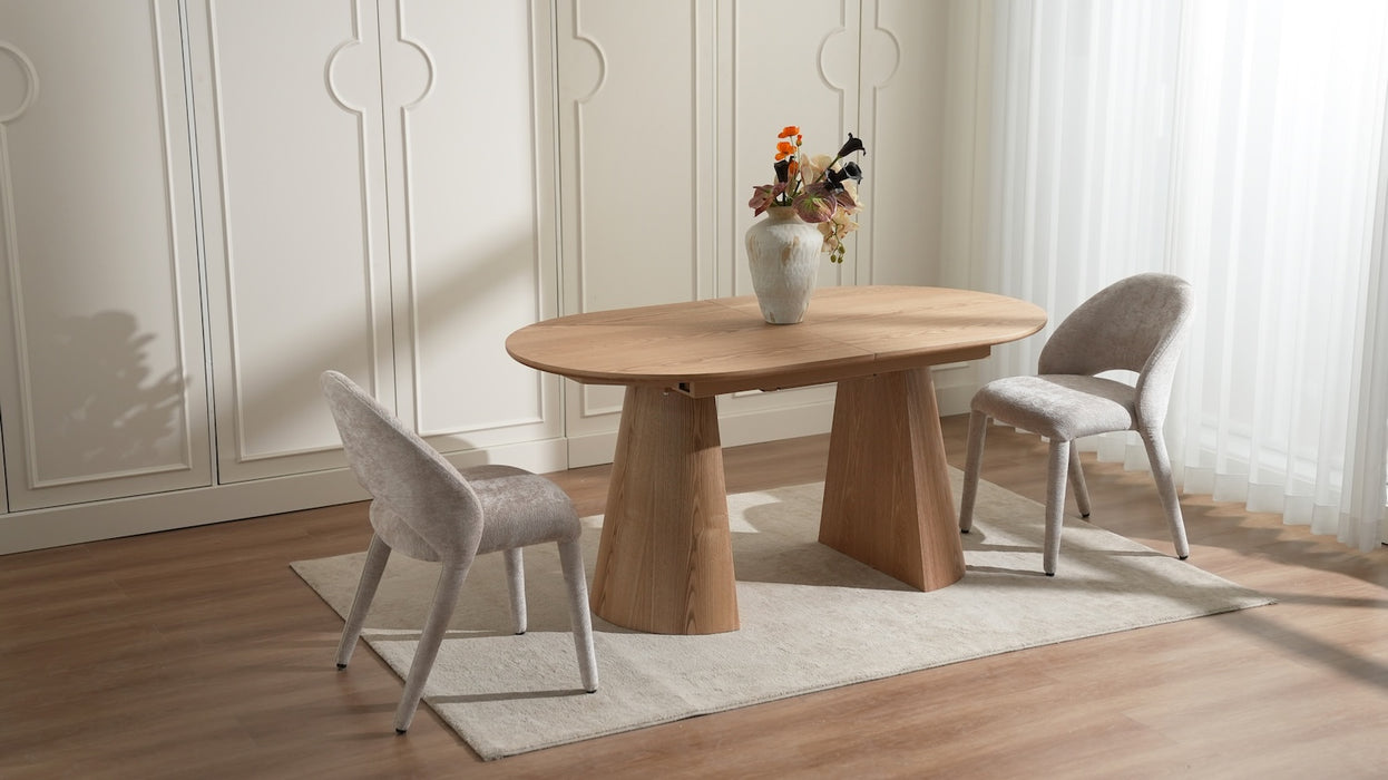 2er Set, Bolan Stuhl, Teddystoff, Taupe