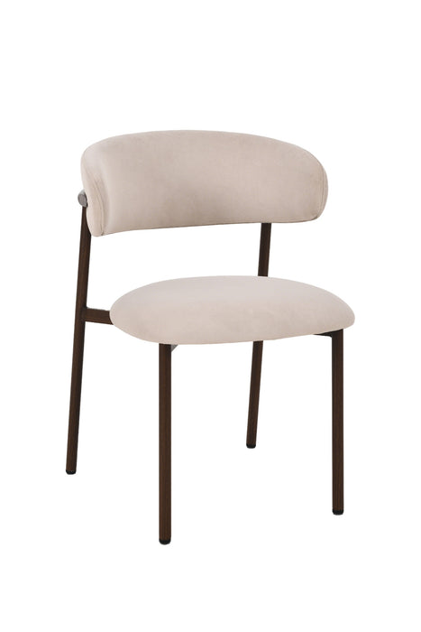 2er Set Elsa Stuhl, Samtstoff beige, Wallnussholz Optik