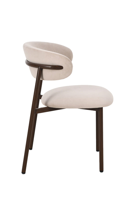 2er Set Elsa Stuhl, Samtstoff beige, Wallnussholz Optik