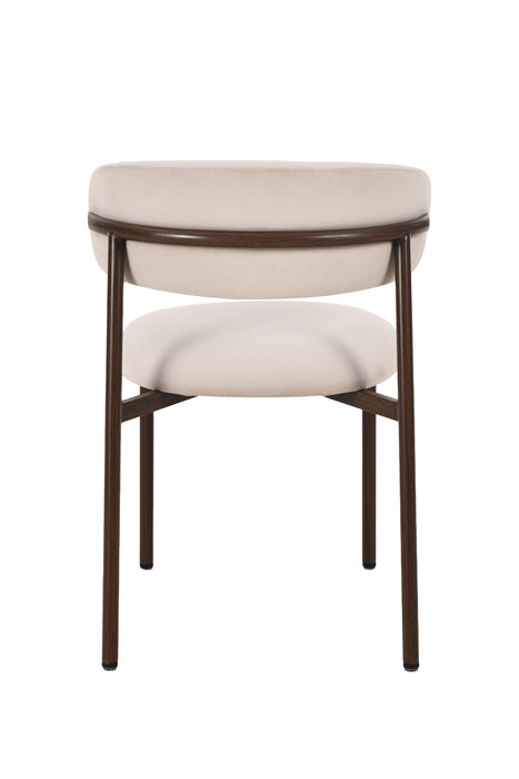 2er Set Elsa Stuhl, Samtstoff beige, Wallnussholz Optik