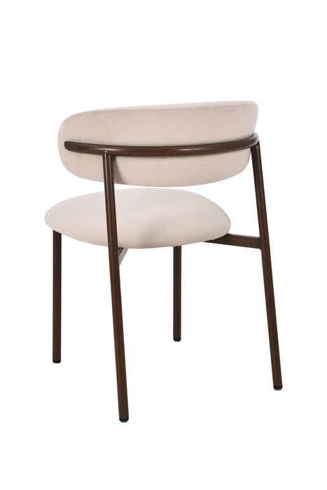 2er Set Elsa Stuhl, Samtstoff beige, Wallnussholz Optik