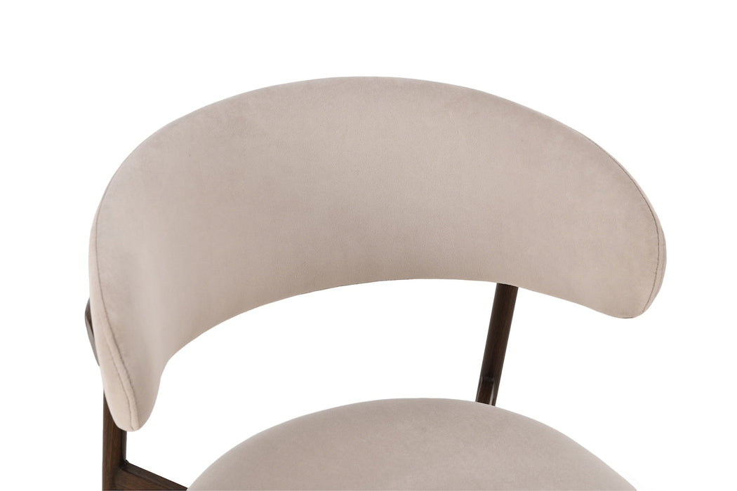 2er Set Elsa Stuhl, Samtstoff beige, Wallnussholz Optik