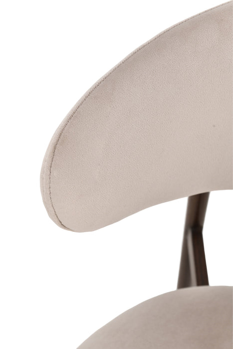 2er Set Elsa Stuhl, Samtstoff beige, Wallnussholz Optik