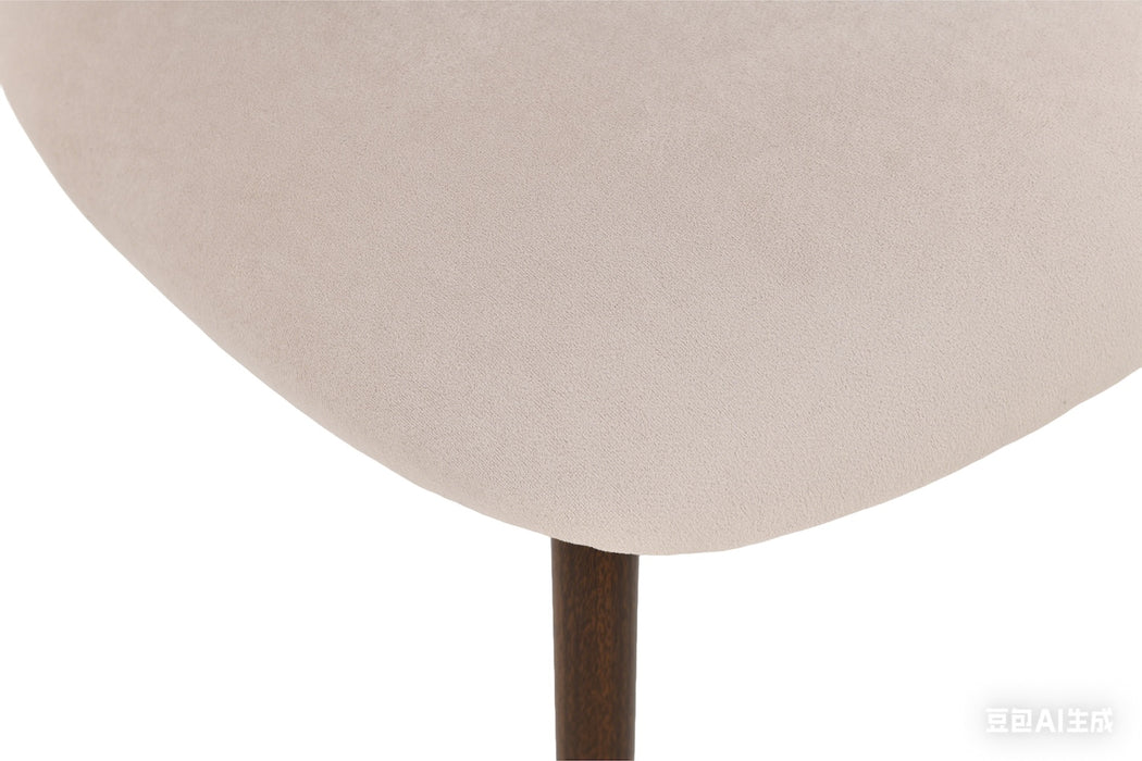 2er Set Elsa Stuhl, Samtstoff beige, Wallnussholz Optik