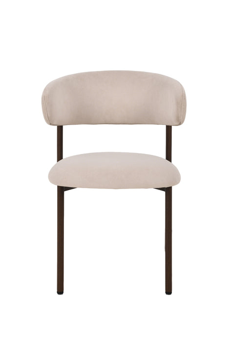 2er Set Elsa Stuhl, Samtstoff beige, Wallnussholz Optik