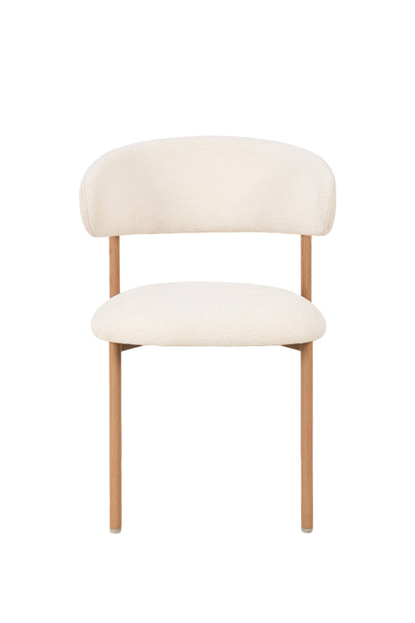 2er Set Elsa Stuhl, Eichenholz, Chenille Stoff creme