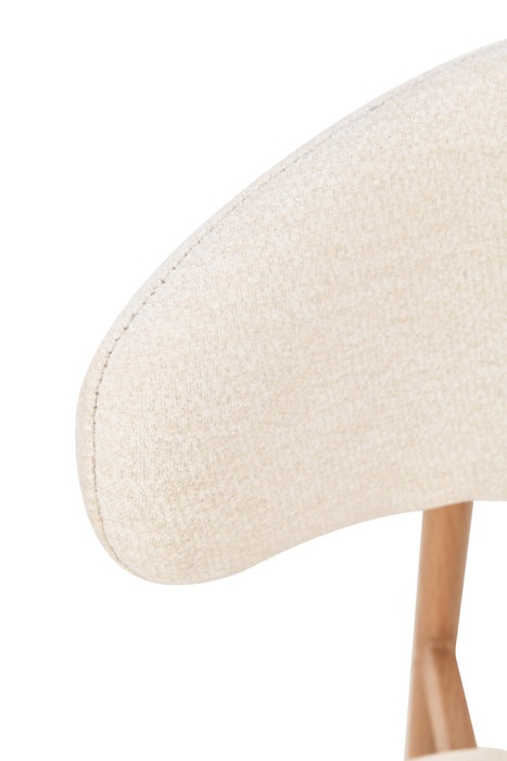 2er Set Elsa Stuhl, Eichenholz, Chenille Stoff creme