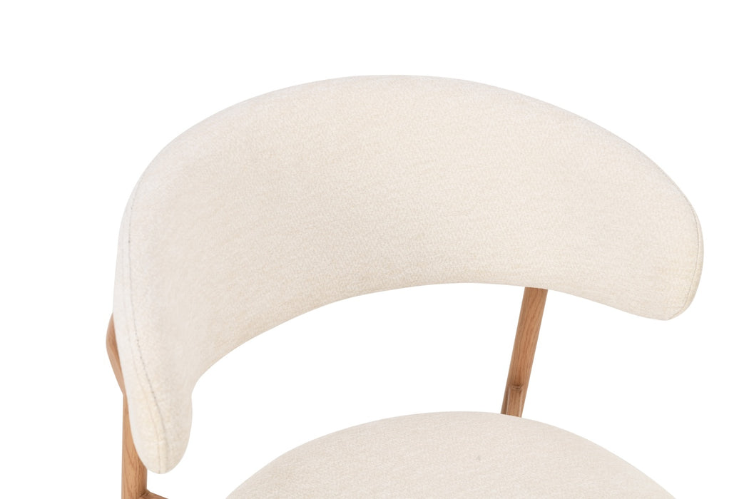2er Set Elsa Stuhl, Eichenholz, Chenille Stoff creme
