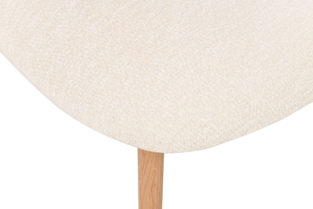 2er Set Elsa Stuhl, Eichenholz, Chenille Stoff creme