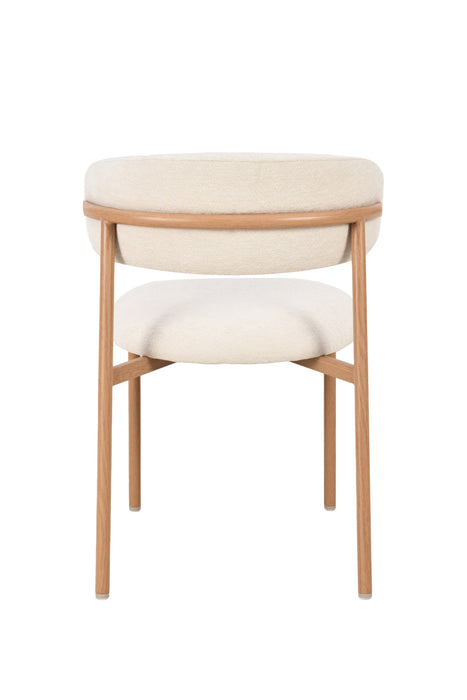 2er Set Elsa Stuhl, Eichenholz, Chenille Stoff creme