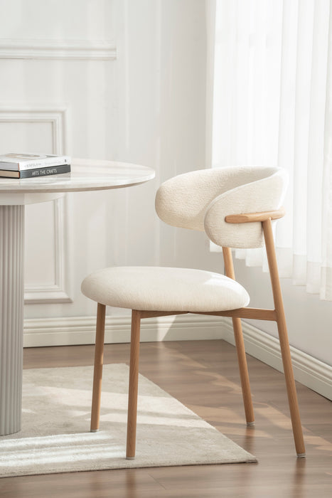 2er Set Elsa Stuhl, Eichenholz, Chenille Stoff creme