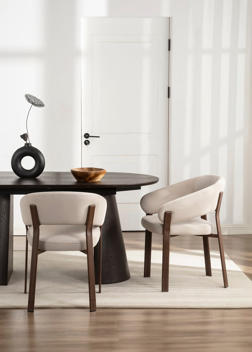 2er Set, Chloe Stuhl, Samtstoff, Wallnussholz Optik