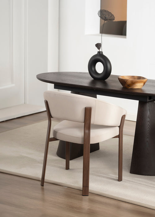 2er Set, Chloe Stuhl, Samtstoff, Wallnussholz Optik