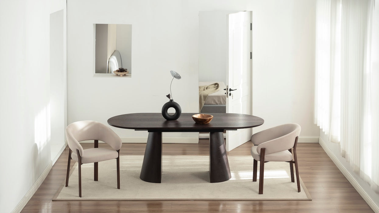 2er Set, Chloe Stuhl, Samtstoff, Wallnussholz Optik