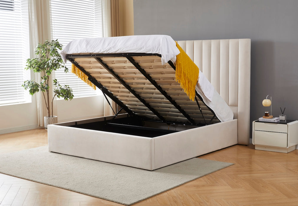 Marbella Bett mit offenem Bettkasten in diagonaler Perpektive
