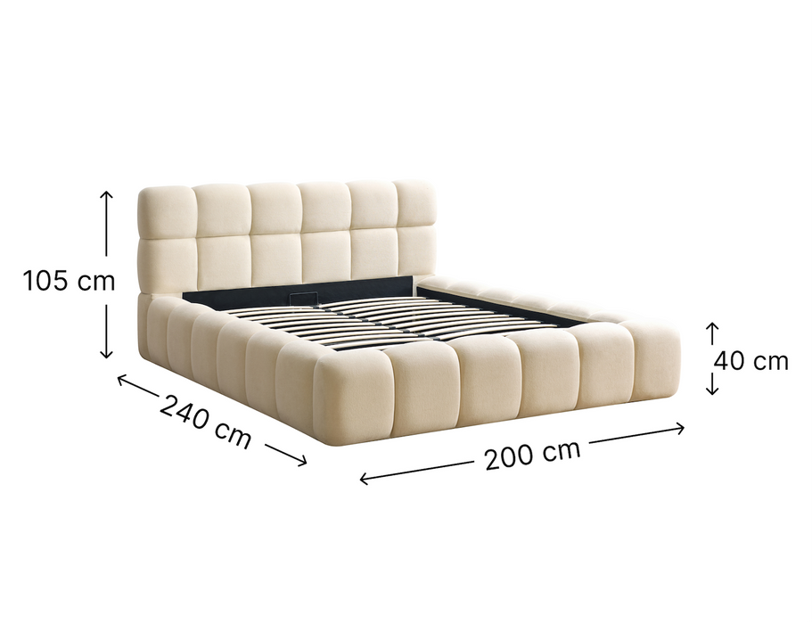 Bubble Bett, 160x200cm, Teddystoff in Beige oder Grau