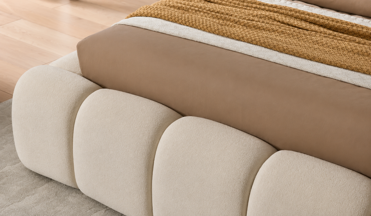 Bubble Bett, 180x200cm, Teddystoff in Beige oder Grau