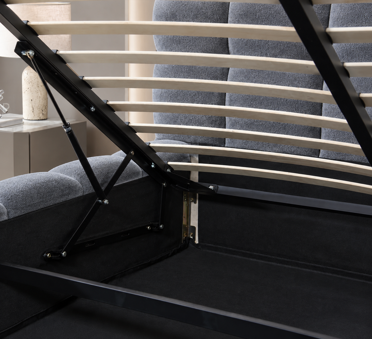 Bubble Bett mit Teddystoff in Beige oder Grau