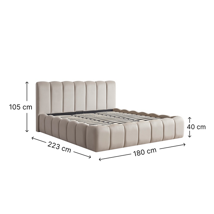 Cloud Bett, 160x200cm, Samt Beige