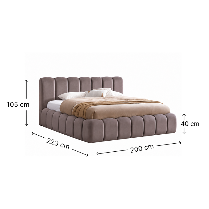 New Cloud Bett, 180x200cm, Samt Taupe