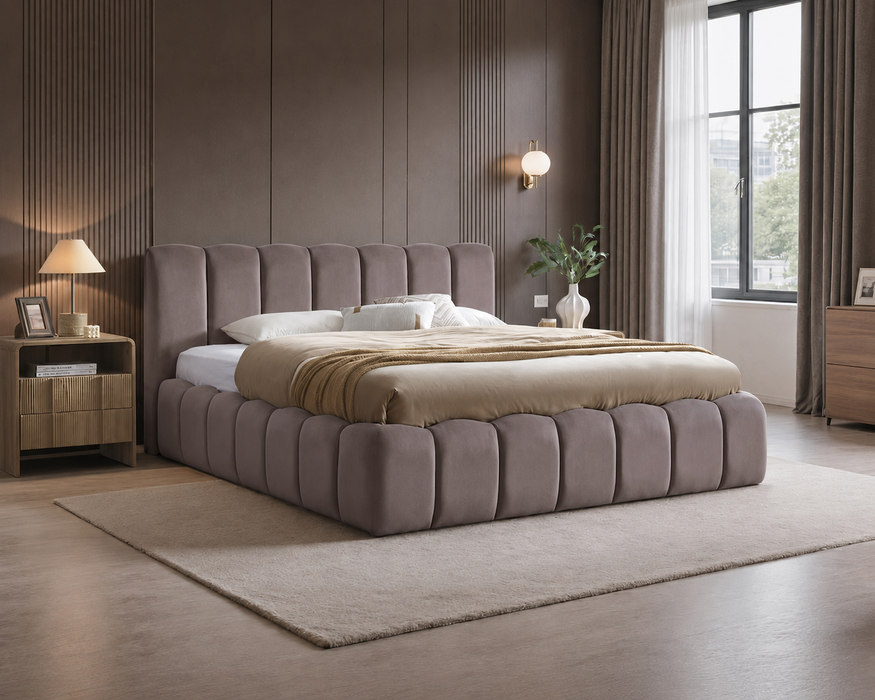 New Cloud Bett, 180x200cm, Samt Taupe