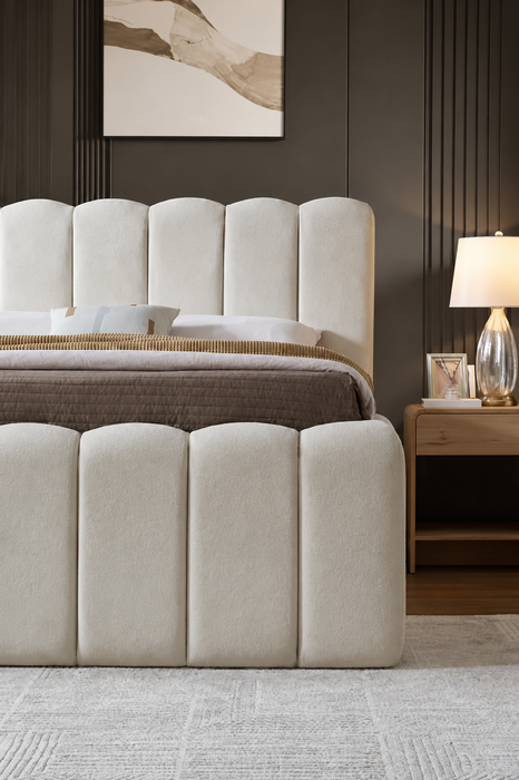 Cloudy Bett, 160x200cm, Samt Beige