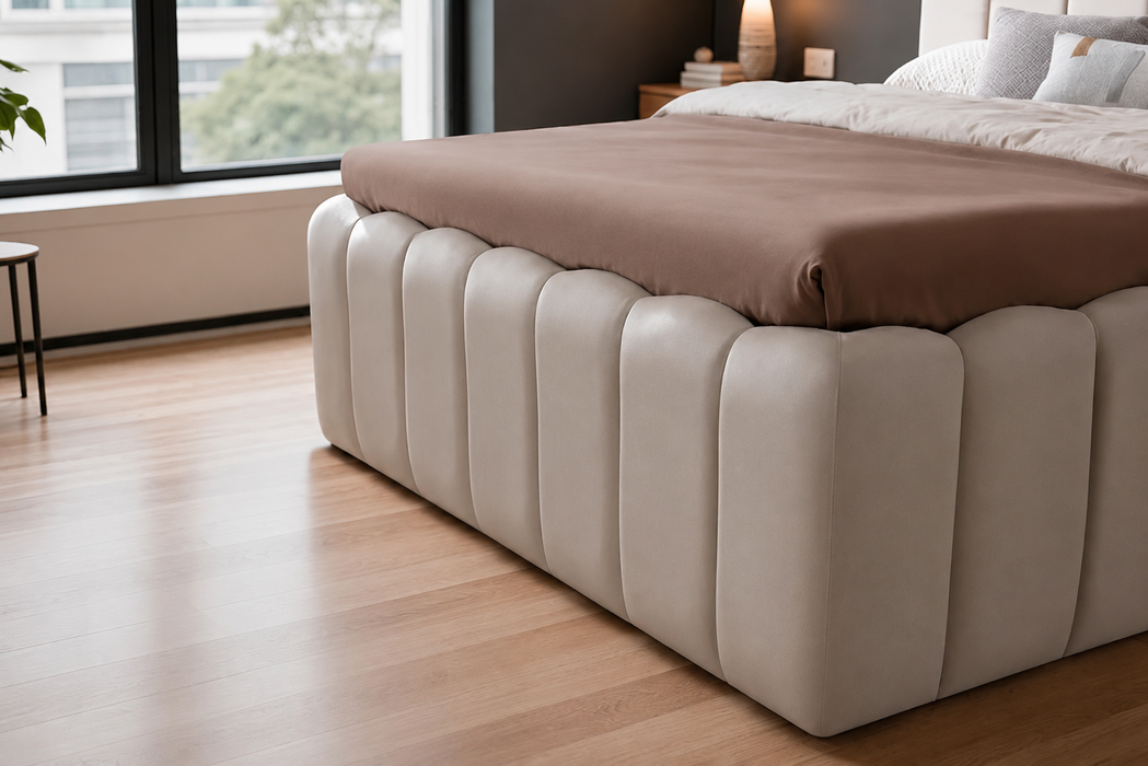 Cloudy Bett, 180x200cm, Samt Beige
