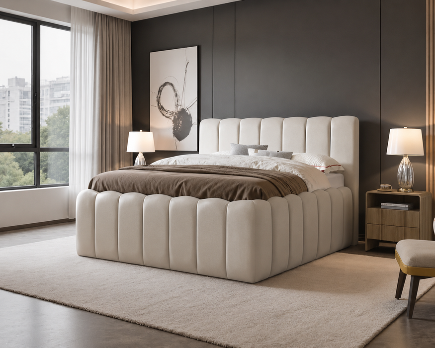 Cloudy Bett, 180x200cm, Samt Beige