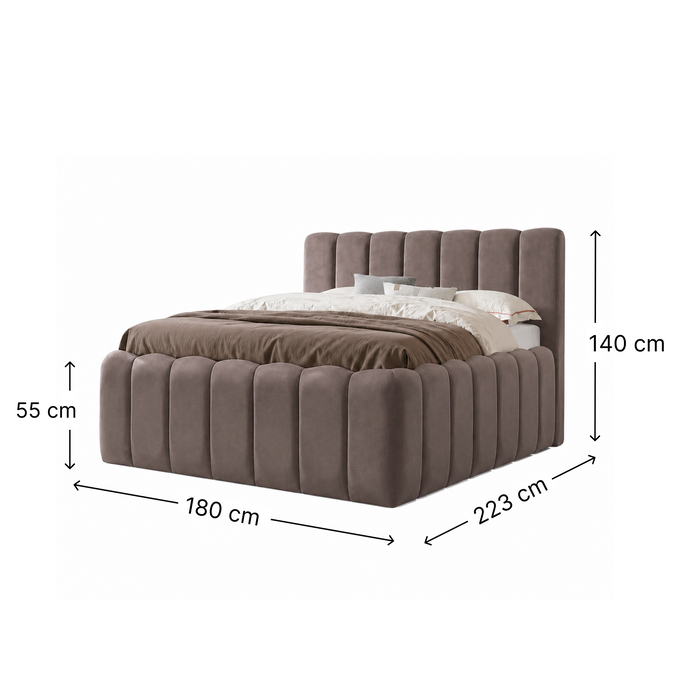 New Cloudy Bett, 160x200cm, Samt Taupe