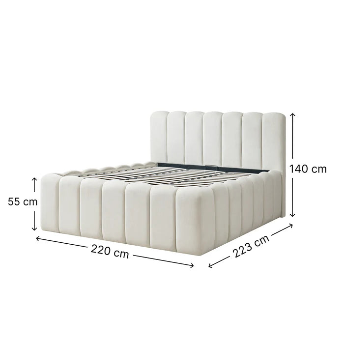 Cloudy Bett mit Teddy Stoff & Beige
