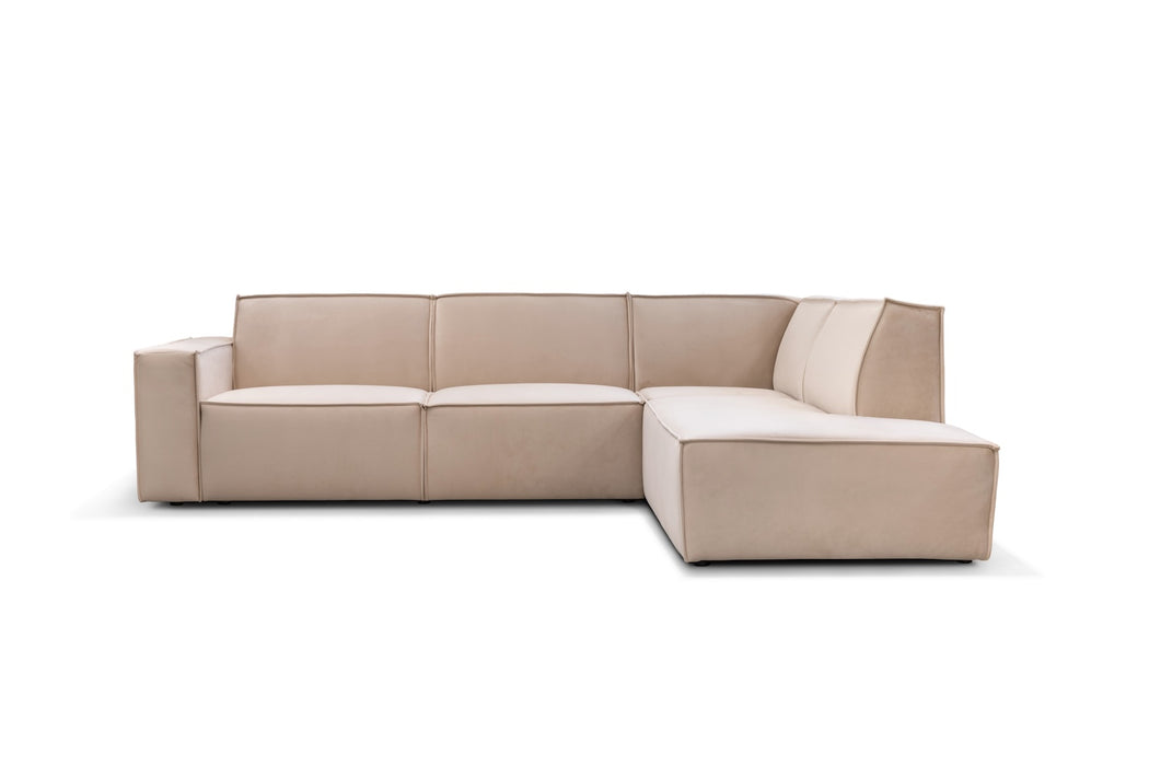 Ecksofa in beige Model Granada Espada aus vorderer Perspektive
