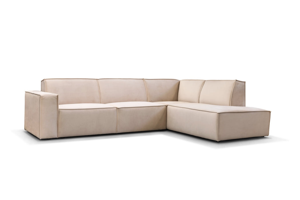Ecksofa in beige Model Granada Espada aus  diagonaler Perspektive
