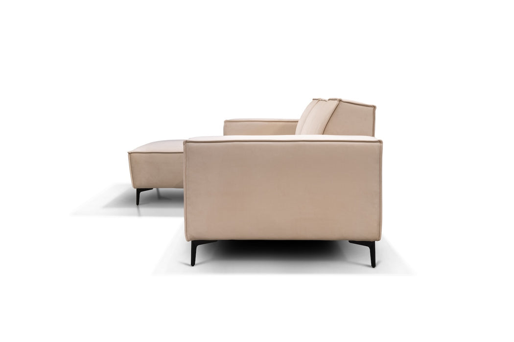 Ecksofa in beige Model Granada Alhambra Set 3 aus seitlicher Perspektive