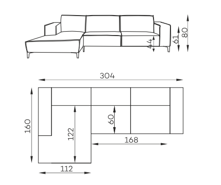 Ecksofa Granada Model Alhambra Set 3 Maße