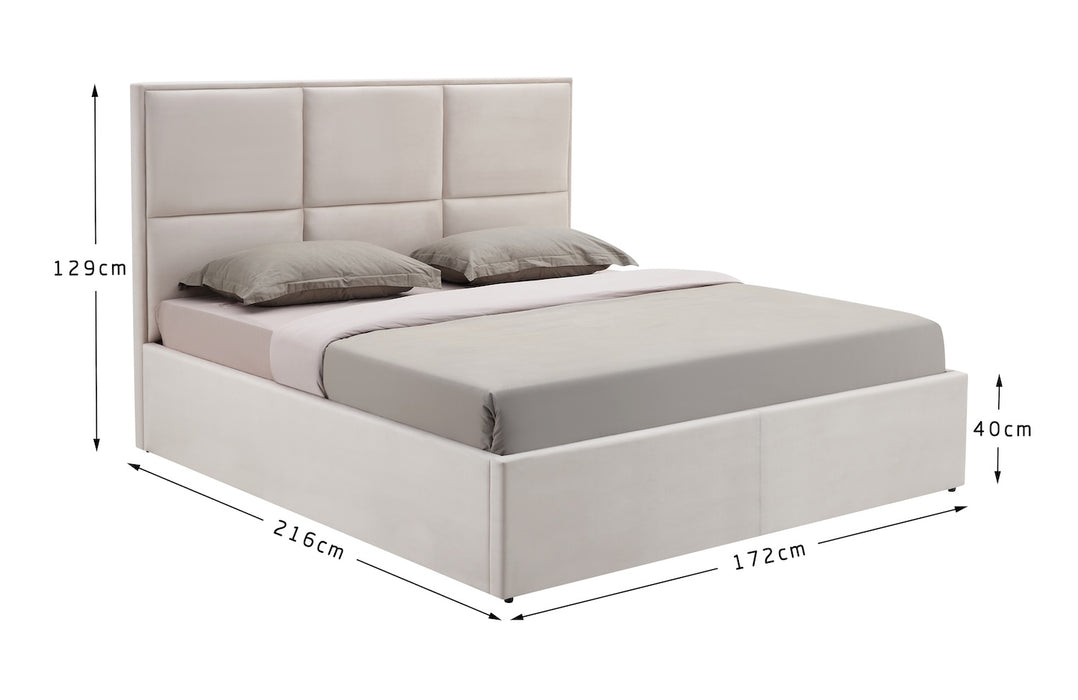 Manhattan Bett mit Bettkasten in beige mit Maße klein
