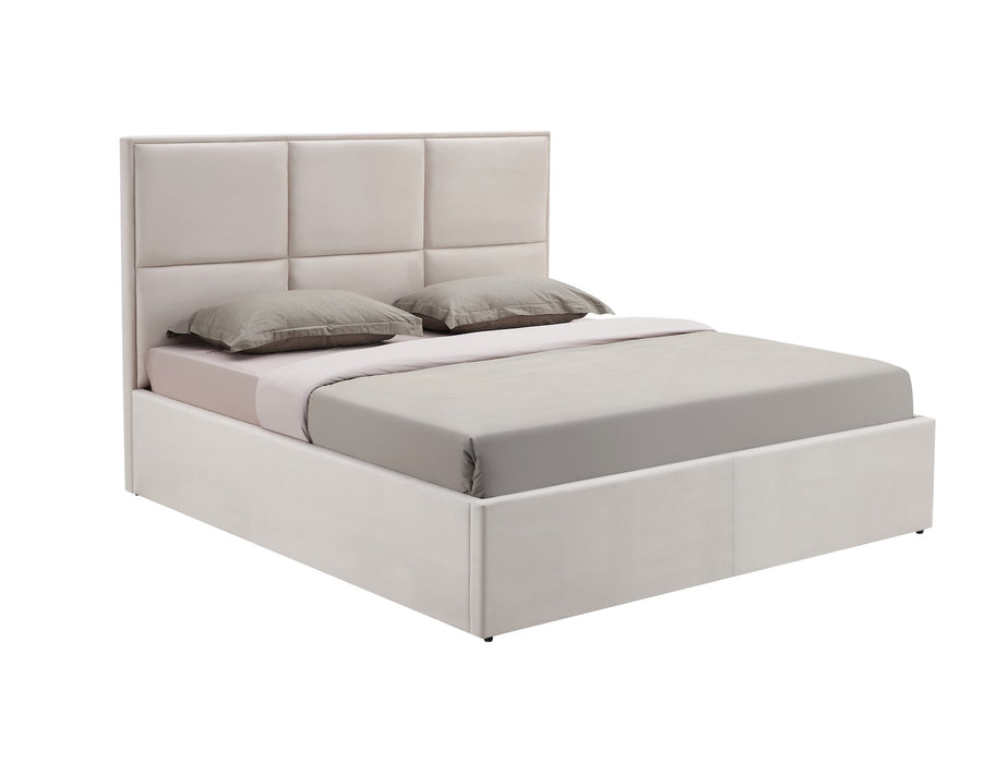 Manhattan Bett in beige aus diagonaler Perspektive