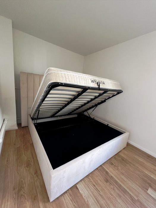 Marbella Bett mit Bettkasten, Beige, 180x200cm