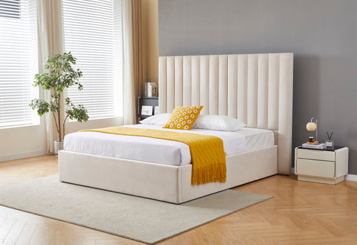Marbella Bett in diagonaler Ansicht mittig im Schlafzimmer platziert