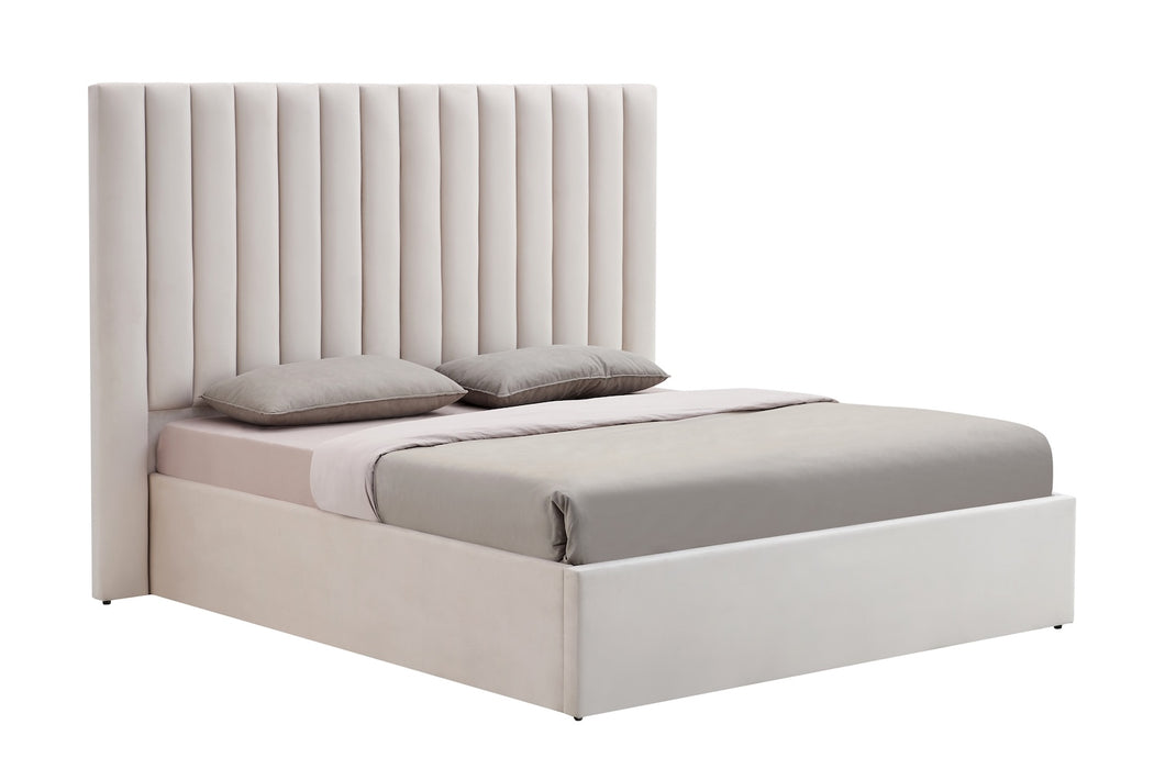 Marbella Bett mit Bettkasten in beige Diagonalansicht