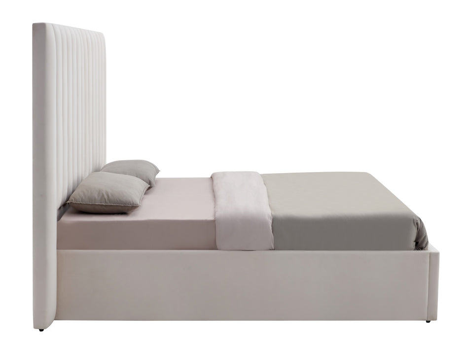 Marbella Bett mit Bettkasten in beige aus seitlicher Perspektive