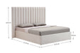 Marbella Bett mit Bettkasten in beige mit Kennzeichnung der Maße